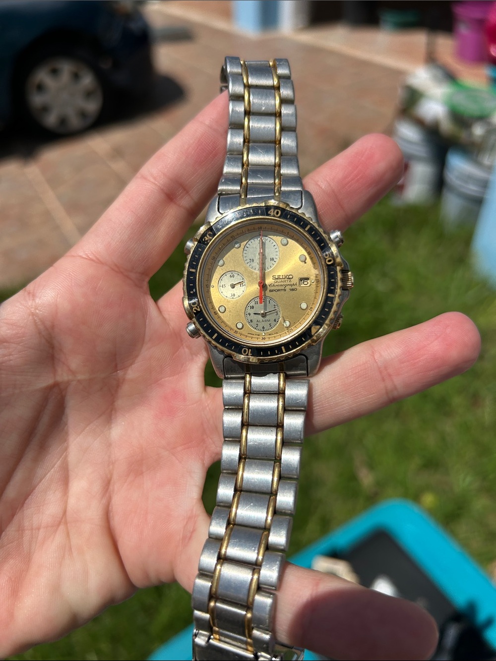 Seiko Two-Tone Gold and Silver Chronograph Watch